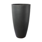 Fagyálló műgyantából készült, modern kortárs stílusú, beton hatású, antracitfekete színű kültéri kaspószett.